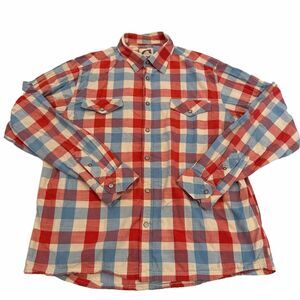 MK Mountain Khaki Shirt Mens Plaid Jackson Hole Button Up Large Long Sleeve